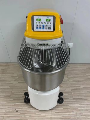 mezclador de pasta de acero inoxidable espiral resistente de la velocidad dual del mezclador de pasta 4.5kw 50 kilogramos con rejilla del cuenco