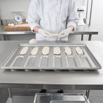 41055 esmaltó el bollo redondeado de acero aluminizado Pan Tray del hoagy del final